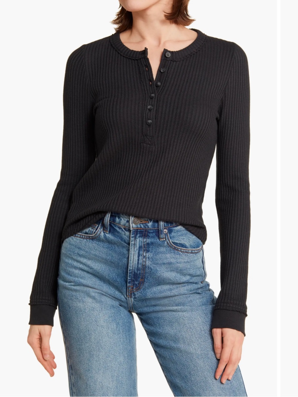 Faherty Legend Après Waffle Henley in Dark Grey | SMALL